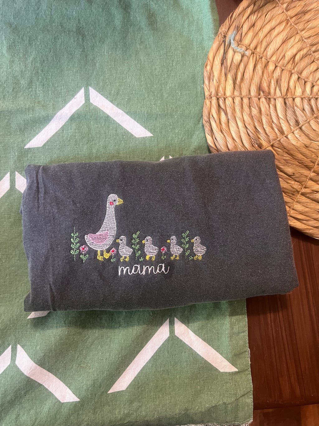 Four goslings Mama Goose Embroidered Comfort Color Shirt