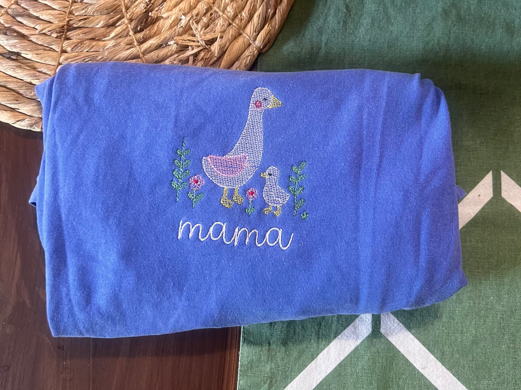 One Gosling Embroidered Mama Goose Comfort Colors Shirt
